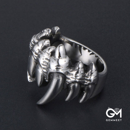 Vintage Titanium Steel Ghost Hand Ring