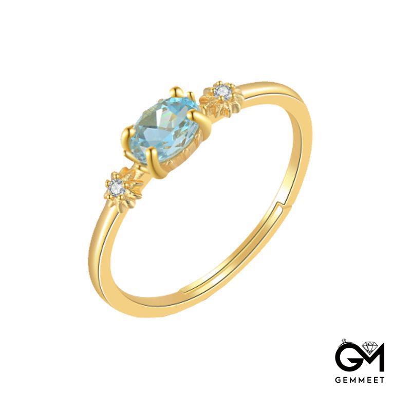 Light Luxury Topaz Gold-plated Ring