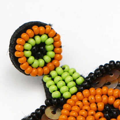 Halloween Punk Style Earrings Hand-woven Exaggerated Sequins Rice Beads Ghost Head Pumpkin Earrings