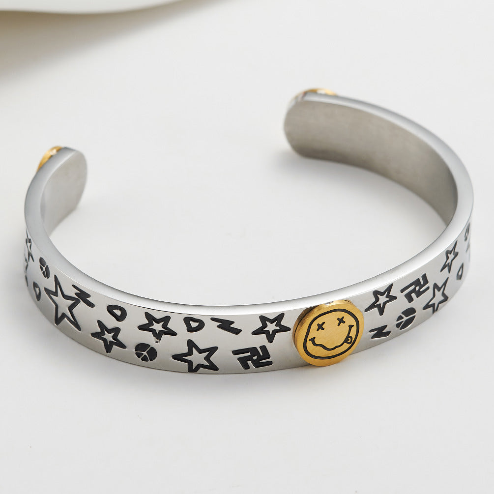 Hip Hop Smiley Face Full Of Stars Bracelet