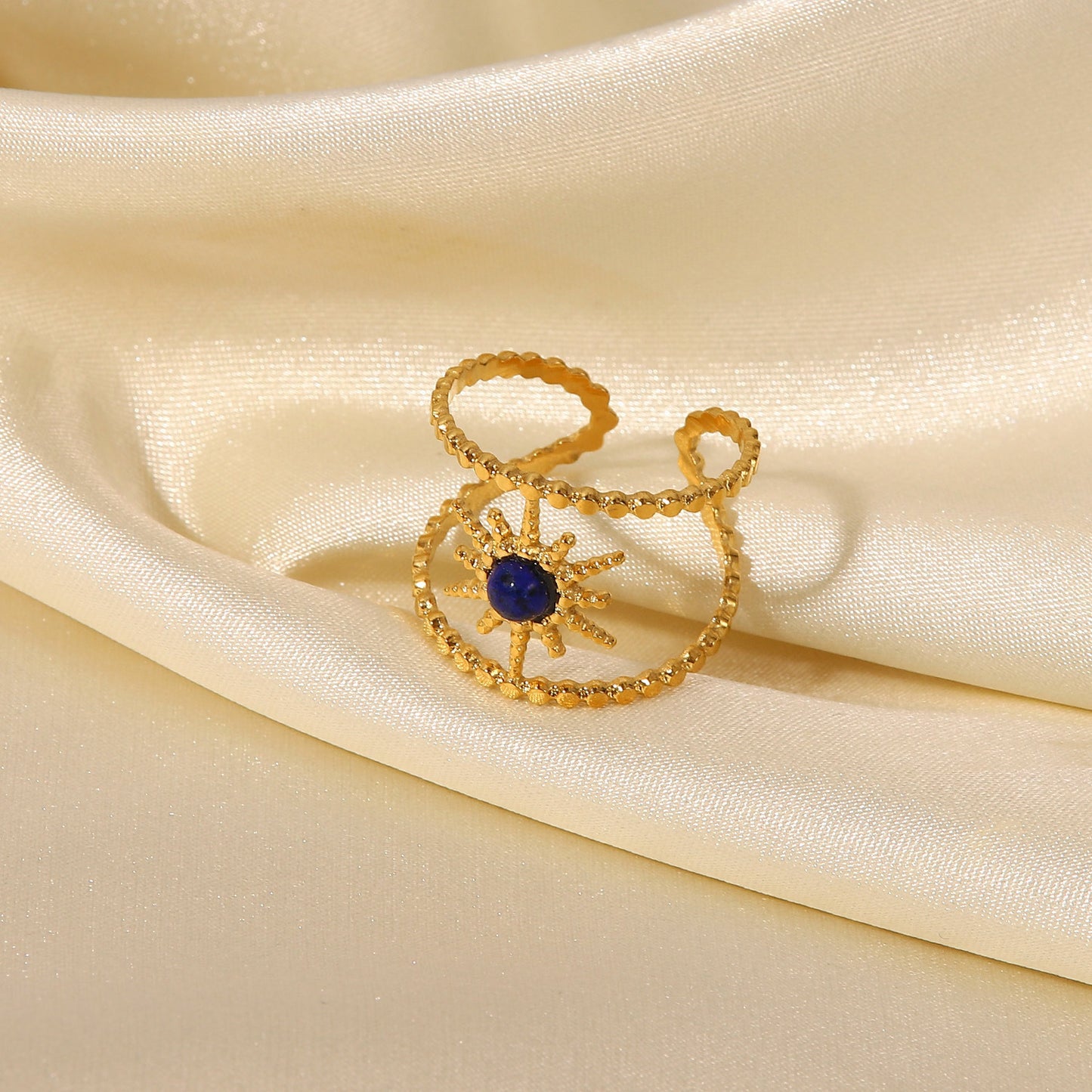 Eight-pointed Star-colored Stone Ring