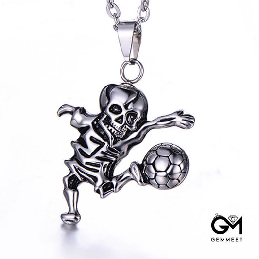 Stainless Steel Imps Play Soccer Necklace