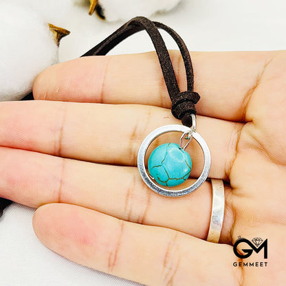 Retro Turquoise Leather Necklace