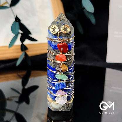 Seven Chakra Crystal Tower Point Wire Wrapped