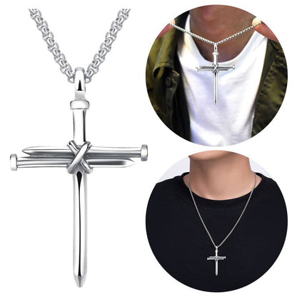 Stainless Nail Cross Necklace