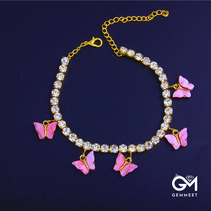 Beach Zircon Resin Butterfly Anklet