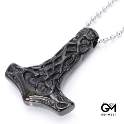 Personality Punk Thor's Hammer Black Necklace