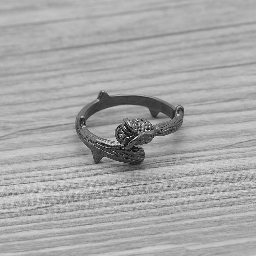 Adjustable Black Rose Ring