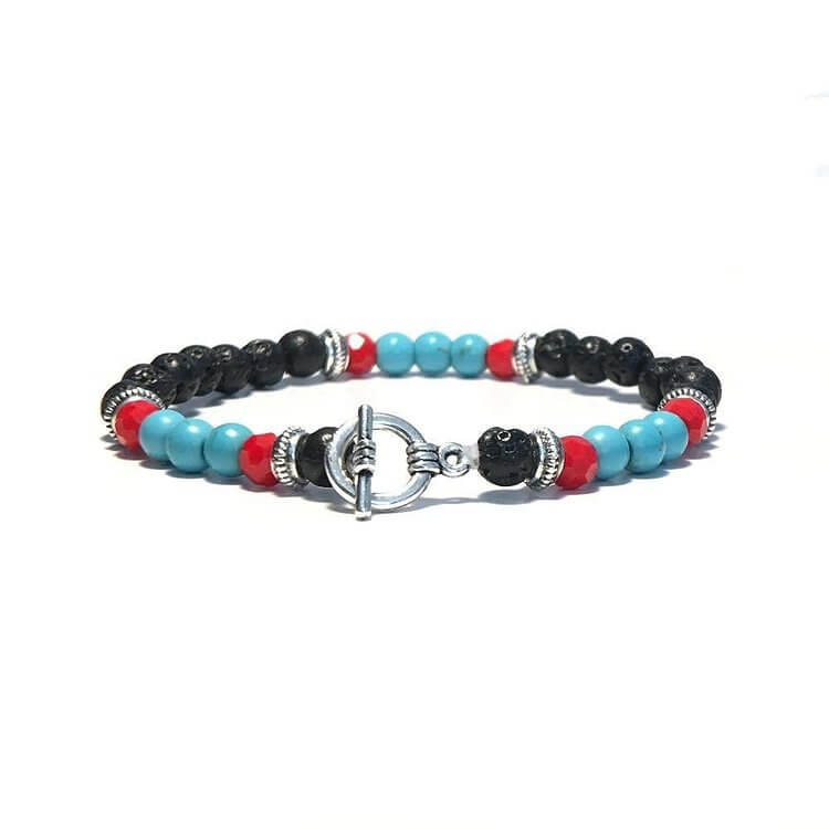 Men's Colorful Stone Beaded Braided Bracelet