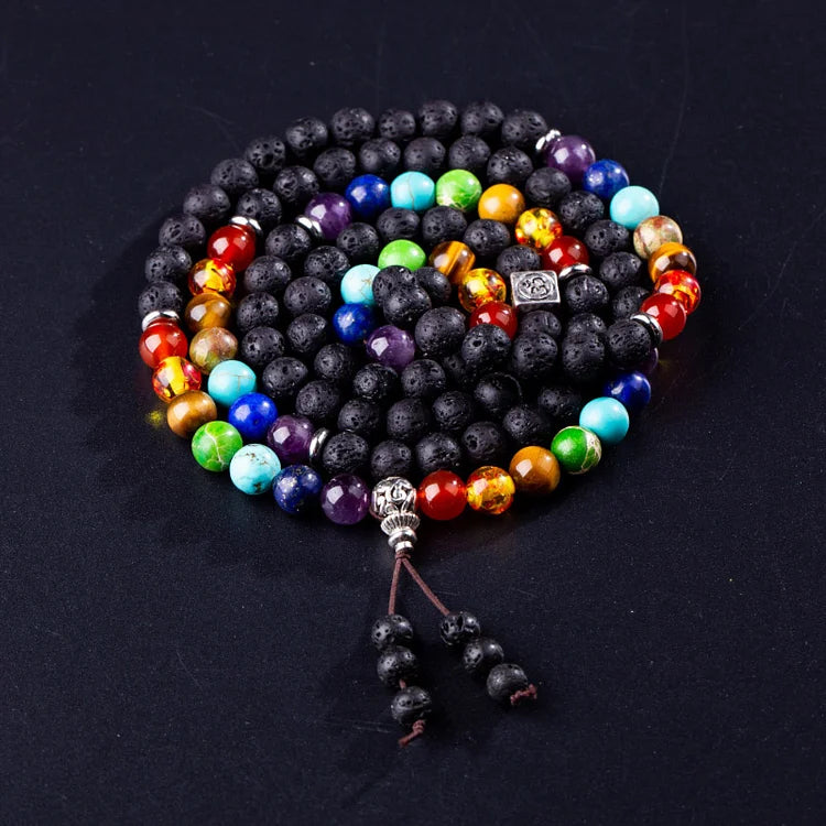 Chakra OM Tassel Power Stone Reiki Healing MALA Bracelet