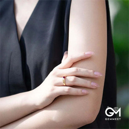 Garnet Gold Plated Minimalist Luxury Ring