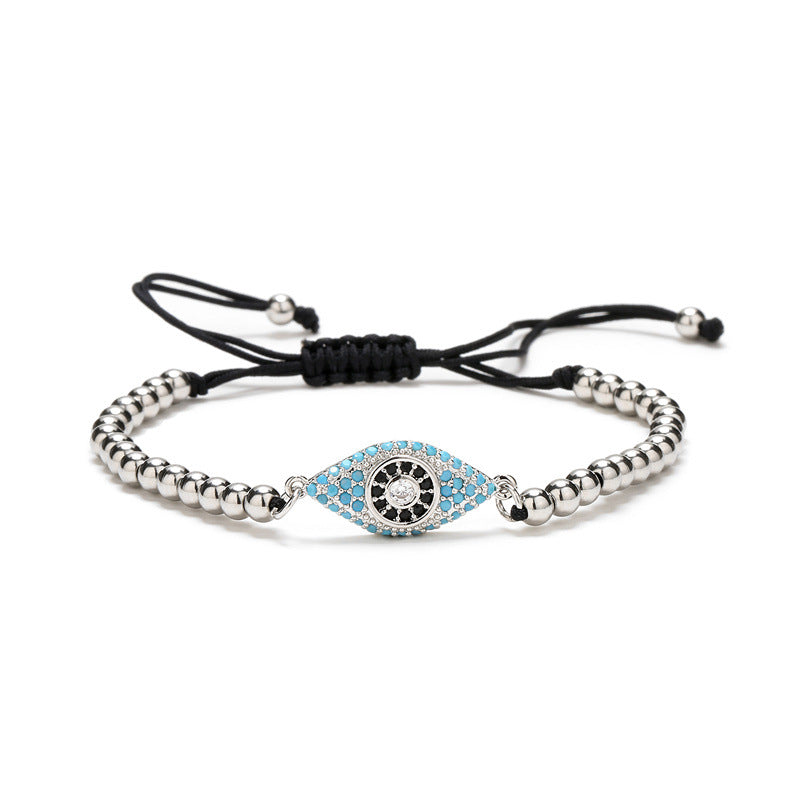 Evil Eye Full Stone Pendant Adjustable Bracelet