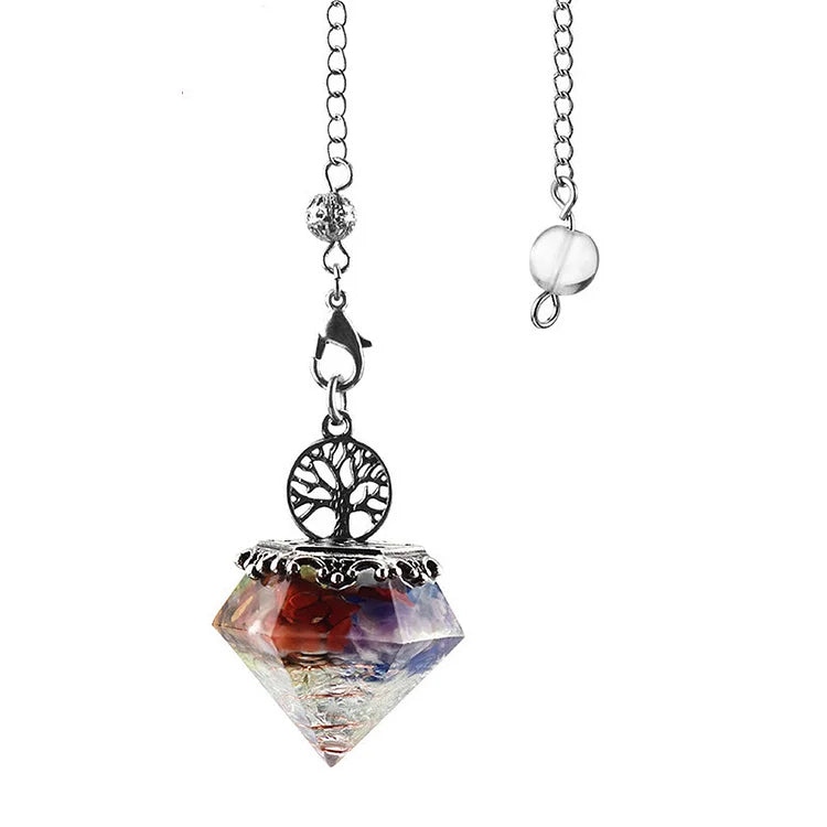 Natural Crystal Geometric Tree of Life Pendulum