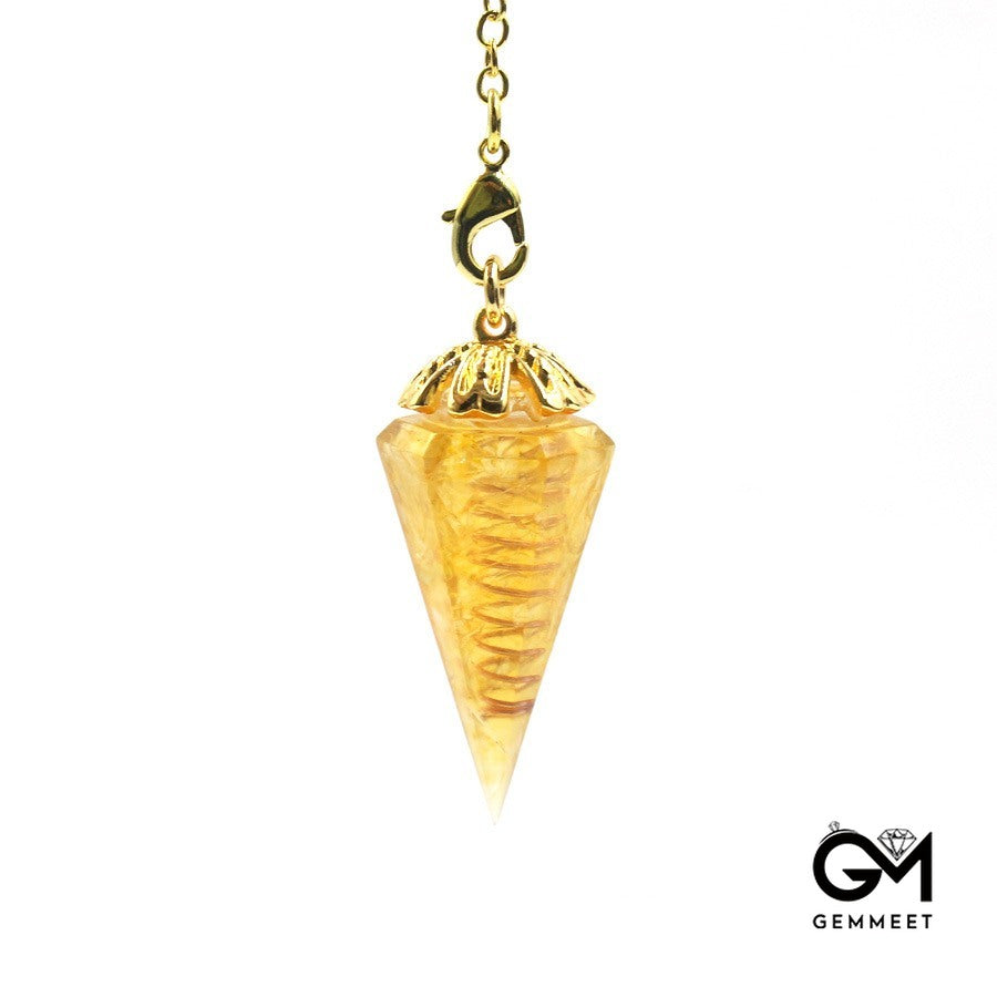 Crystal Stone Resin Conical Pendulum