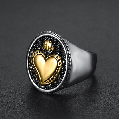 Heart-shaped Vintage Titanium Steel Ring for Women