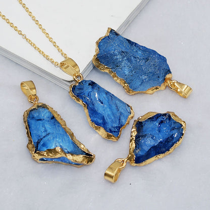 Delicate Natural Blue Crystal Irregular Necklace