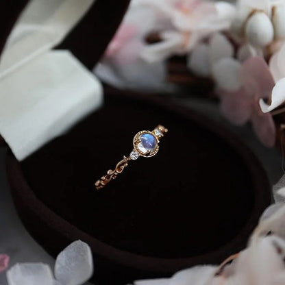 Natural Moonstone Zircon Delicate Ring