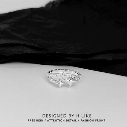 Four-Pointed Star Retro Simple Star Open Ring