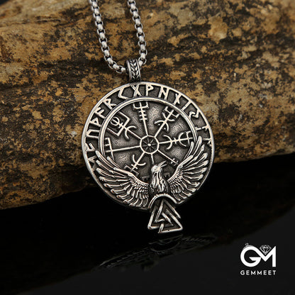 Titanium Steel Viking Rune Eagle Necklace