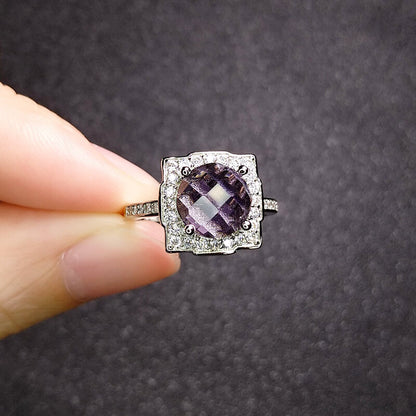 Onyx Gothic Diablo Punk Micro Paved Amethyst Ring