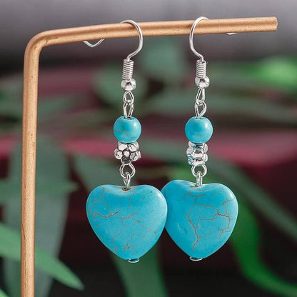 Turquoise Heart Drop Earrings