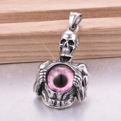 Simple Stainless Steel Eye Skull Necklace