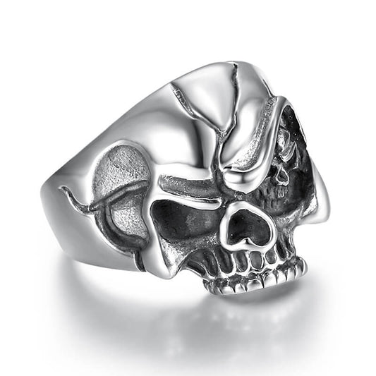 Stainless Steel Men's Ring with Double Skull