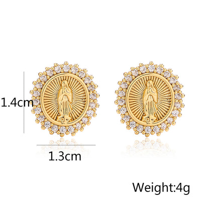 Virgin Mary Totem Halo Stud Earrings