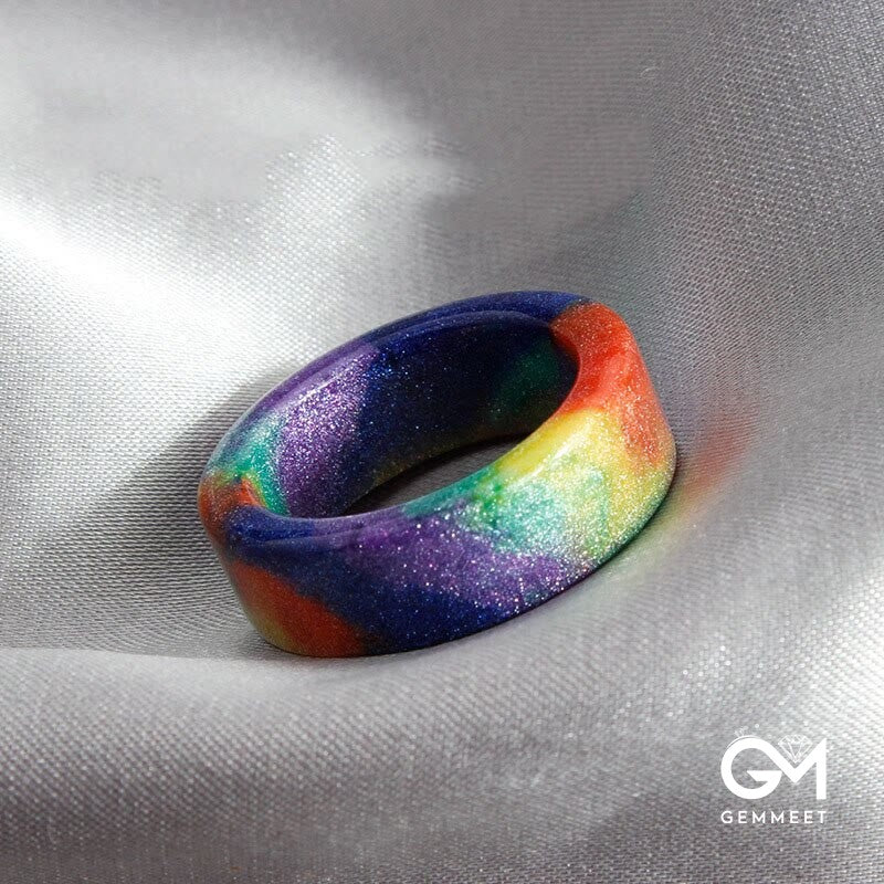 Colorful Rainbow with Shining Stars Ring