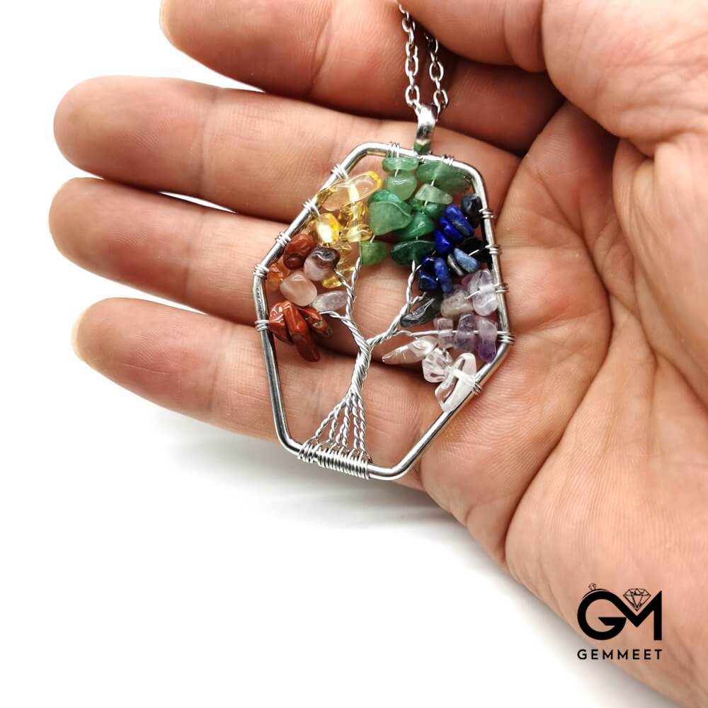 Crystal Wrapped Life Tree Fortune Tree Necklace