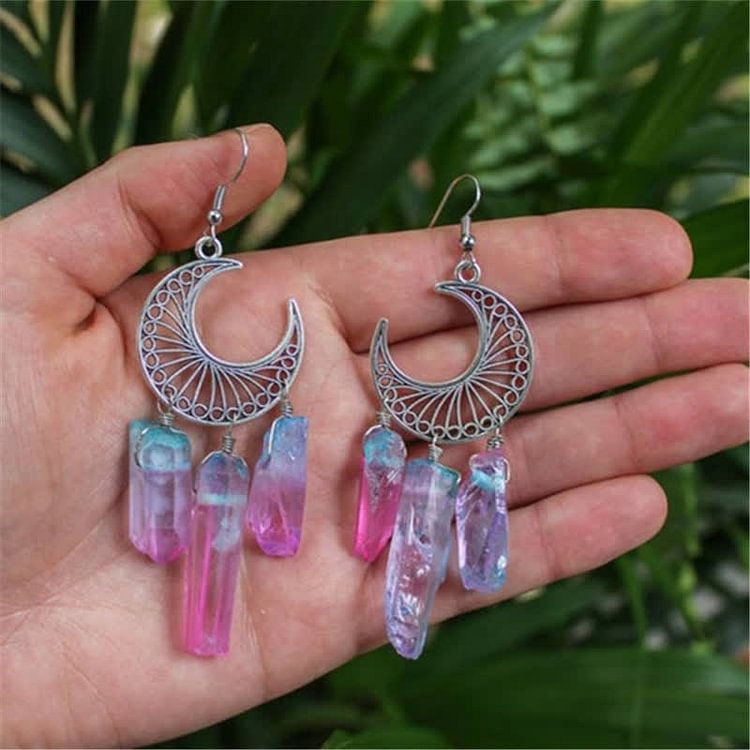 Bohemia Crescent Moon Fluorite Earrings