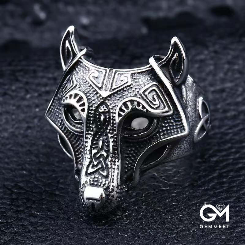 Viking Vintage Wolf Head Ring