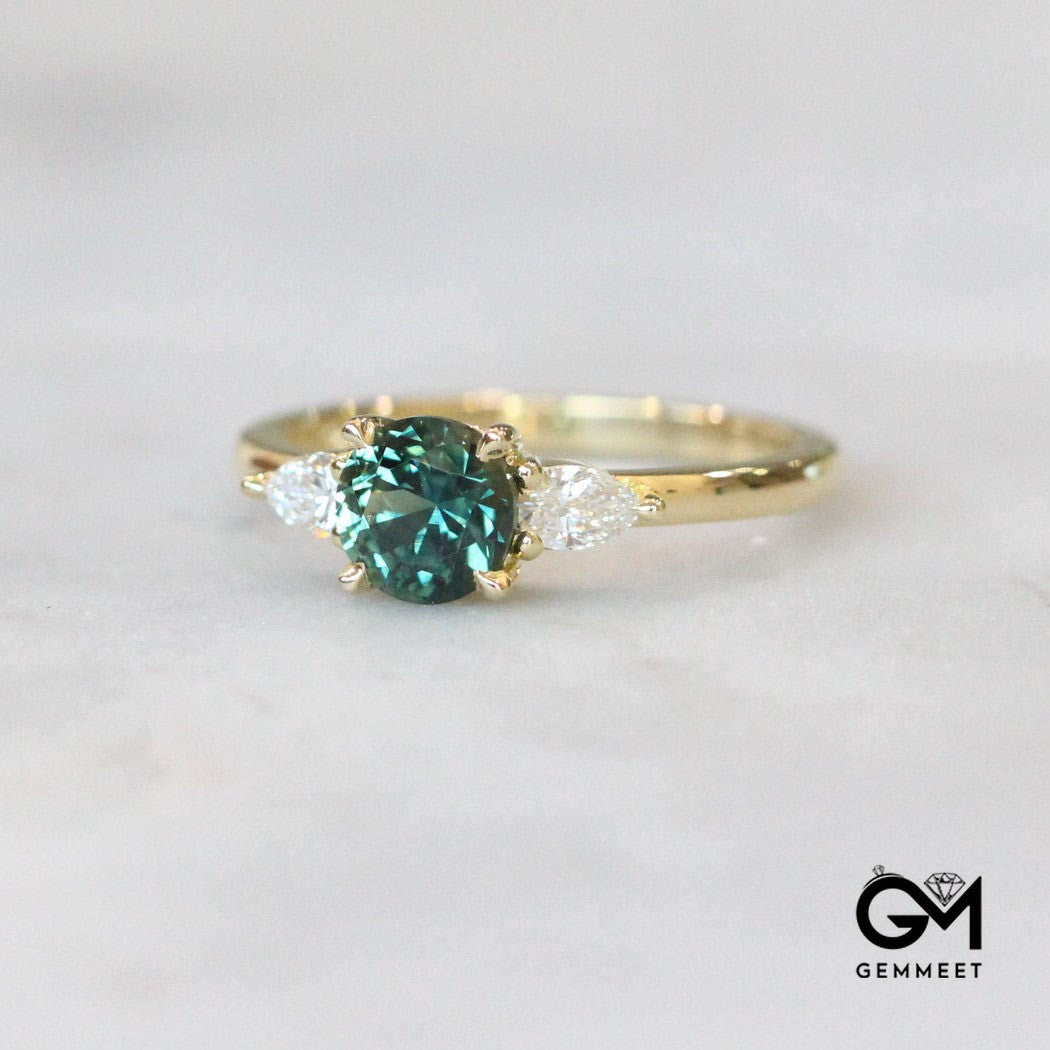 Emerald Zircon Engagement Ring