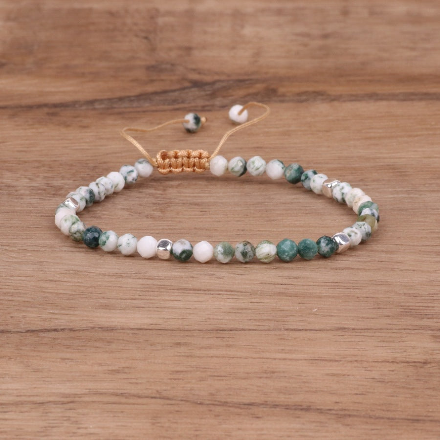 Tree Pattern Water Grass Stone Bead Bracelet