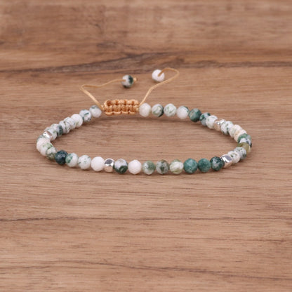 Tree Pattern Water Grass Stone Bead Bracelet