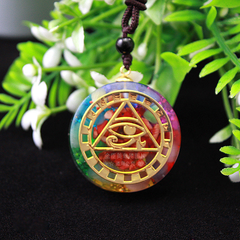 Big Resin Horus Eye Chakra Pendant Necklace