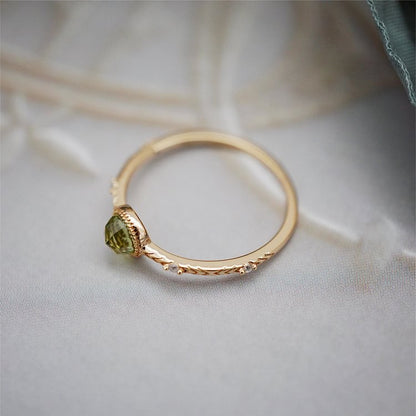 Natural Round Cut Green Peridot Ring