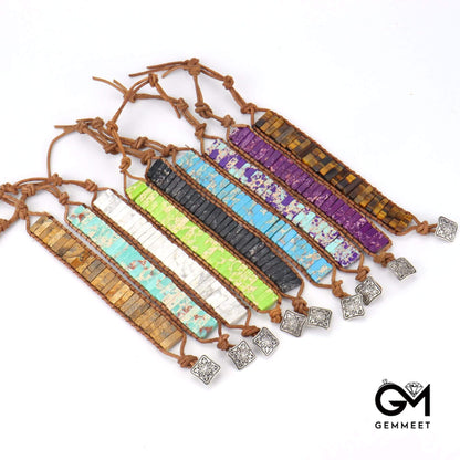 Long Stone Woven Bohemia Style Bracelet