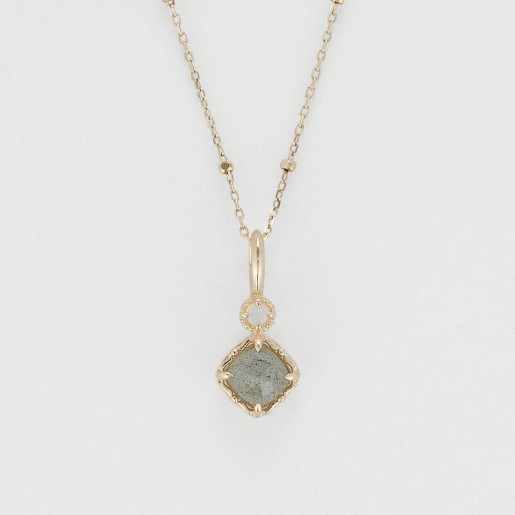 Natural Labradorite Square Stone Necklace