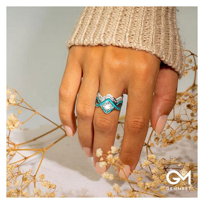 Fashion Turquoise Ocean Wave Ring