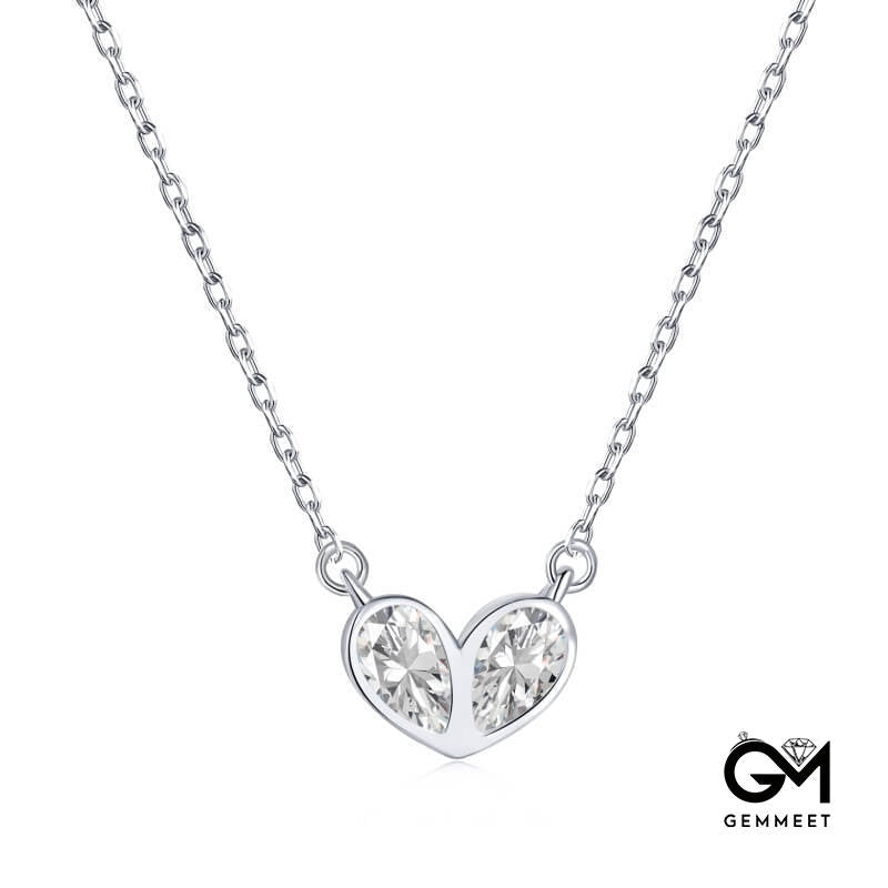 S925 Sterling Silver White Pink Zircon Love Necklace