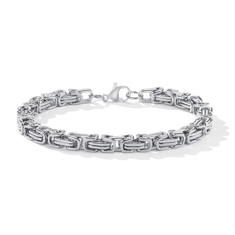 Men Stainless Steel Punk Byzantine Link Chain Bracelet