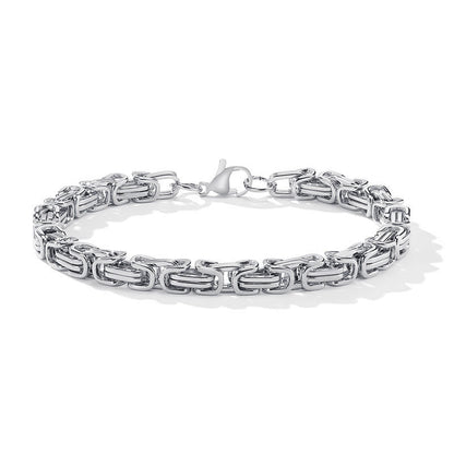 Men Stainless Steel Punk Byzantine Link Chain Bracelet