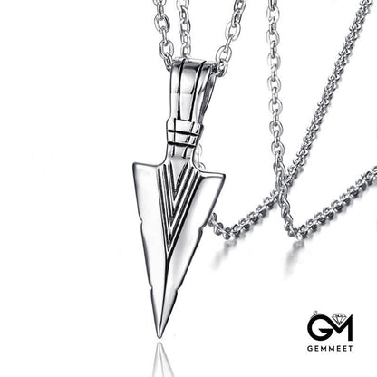 Stainless Steel Cast Arrow Triangle Spearhead Necklace