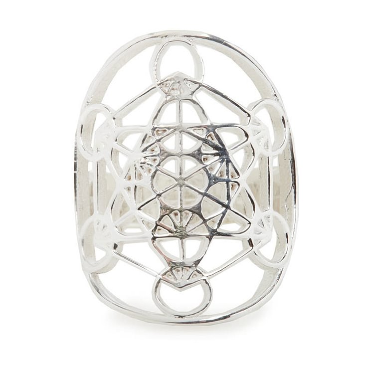 Metatron's Cube Symbol Stainless Steel Adjustable Ring