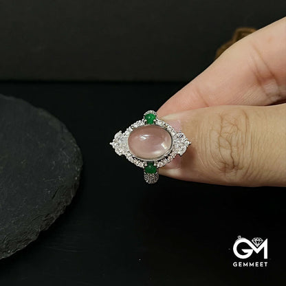 Temperament Watercolor Jade Glass Chalcedony Ring