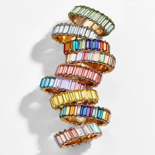 Colorful Gemstone Vertical Baguette Eternity Ring