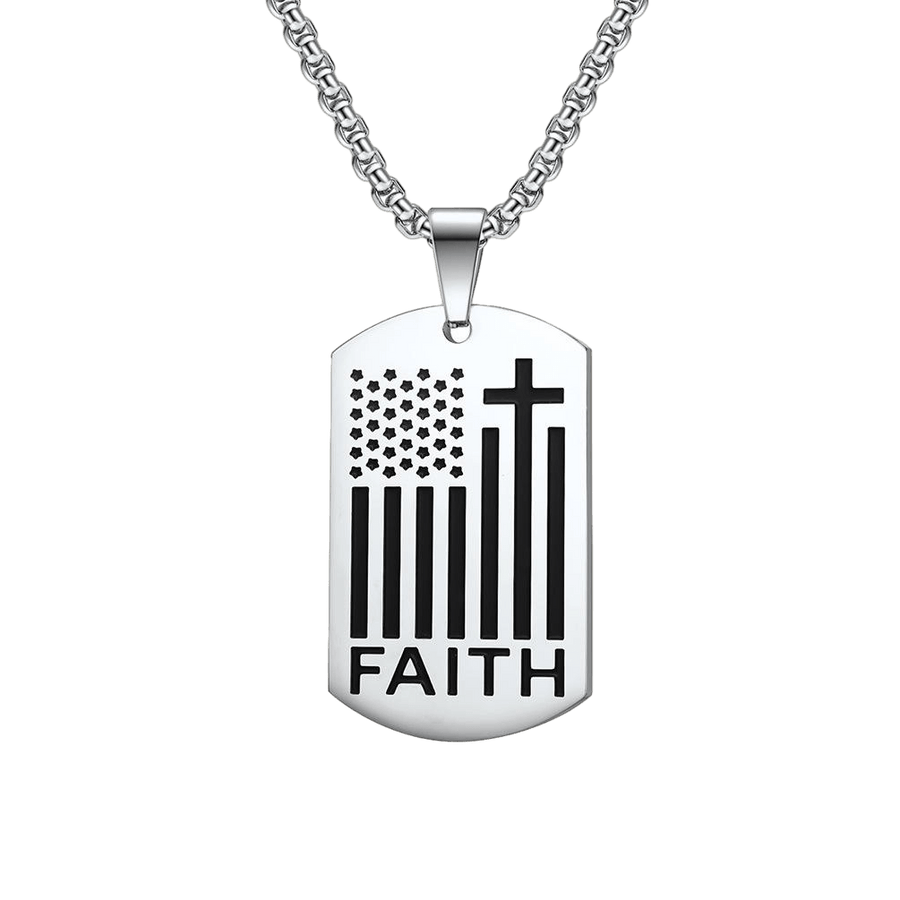 Faith Word Flag Cross Necklace