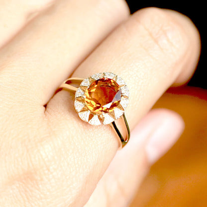 Full Diamond Paved Citrine Oval Ring