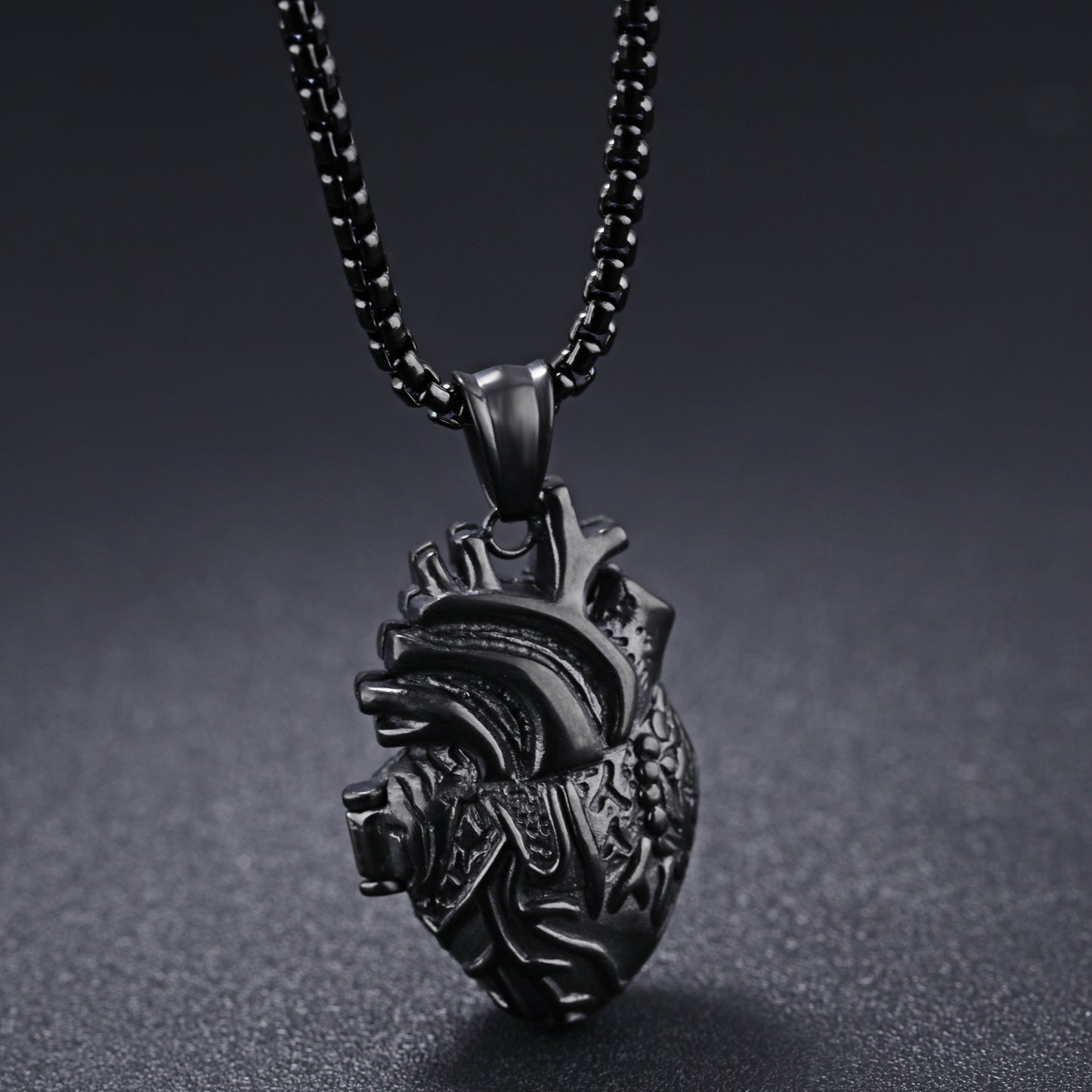 Titanium Steel Man Heart Pendant Chain Necklace